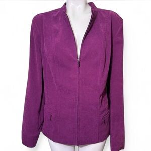 Vintage Y2K JM Collection Purple Faux Suede Zip Jacket Size 14